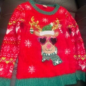 Kids Festive Red Reindeer Sweater-Size S (6-6X)